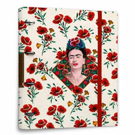 Premium Κλασέρ 4 κρίκων με Λάστιχο FRIDA KAHLO Nature Color 21X29 (Α4) Χαρτόνι Με σχέδια / Πολύχρωμο Με Λάστιχο 4 κρίκοι 4