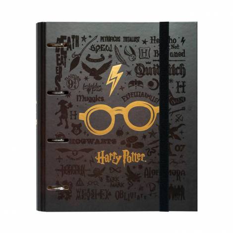 Premium Κλασέρ με Λάστιχο 4 κρίκων HARRY POTTER 21X29 (Α4) Χαρτόνι Με σχέδια / Πολύχρωμο Με Λάστιχο 4 κρίκοι 4
