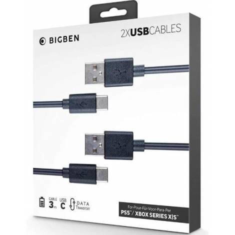 PS5 BIG BEN BRAIDED USB-C CABLE 3M CHARGE & DATA (XBS) 2PACK