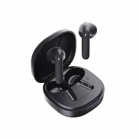 QCY Air Dark Grey Semi-Ear TWS Earbuds, quad Mic ENC multi-point connection, leather grain case