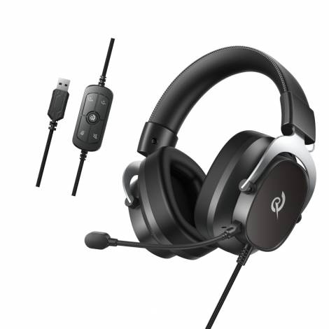 QCY Heroad VT200 Pro 7.1 Black USB PlayStation & PC Gaming Headset 53mm Metal Headband PS4/PS5/PC
