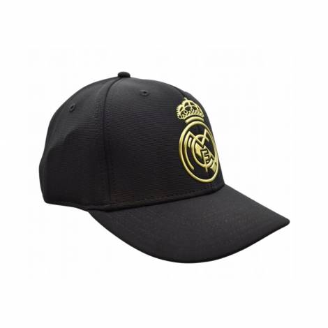 Real Madrid CF Official Cap – Black Performance Cap with Gold Crest – Size U (RM3GO41)