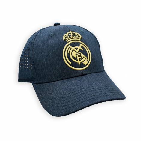 Real Madrid CF Official Cap – Heather Navy Performance Cap with Gold Crest – Size U (RM3GO20)