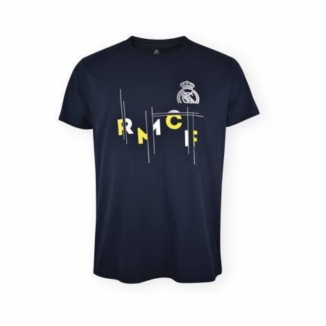Real Madrid CF Official T-Shirt – Navy 'RMCF' Graphic Print – Size M (RM1CE113)