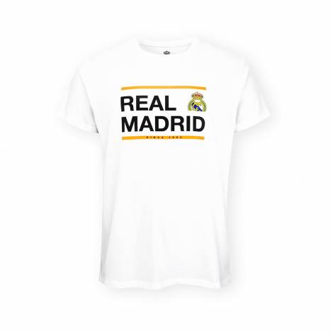 Real Madrid CF Official T-Shirt – White 'Real Madrid Since 1902' Boxed Logo – Size L (RM1CE115)