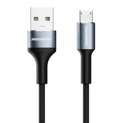Rockrose Braided USB 2.0 to micro USB Cable Μαύρο 1m (RRCS16M)