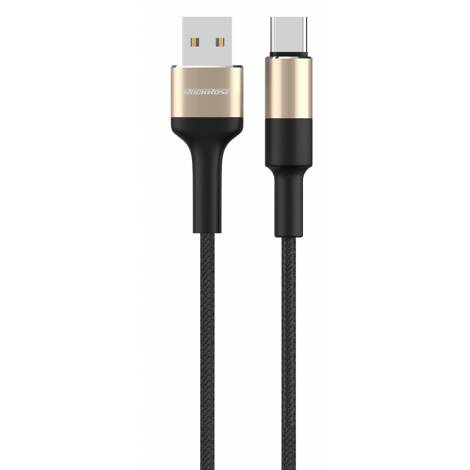 ROCKROSE καλώδιο USB σε USB Type-C Acacia AC, 2.4A 12W, 1m, χρυσό-μαύρο