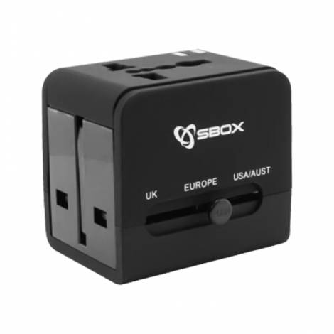 SBOX UNIVERSAL TRAVEL ADAPTER & USB CHARGER