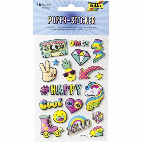 Σετ 18 Αυτοκόλλητα Puffy Stickers, 10.5X16εκ HAPPY