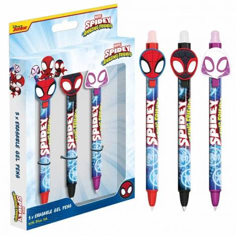 Σετ 3 Στυλό Gel που Σβήνουν με Topper MARVEL SPIDEY and His Amazing Friends Glow