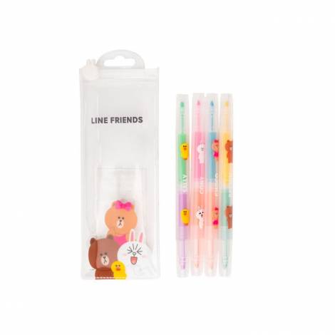 Σετ 4 Υπογραμμιστές σε θήκη διάφανη LINE FRIENDS