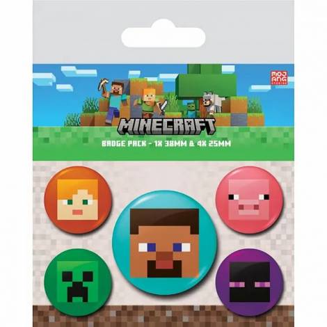 Σετ 5 Κονκάρδες MINECRAFT Πρόσωπα