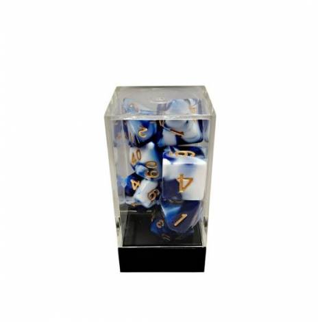 Σετ Ζάρια - 7 Dual Blue-White/Gold