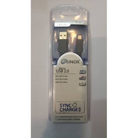 Sinox Regular USB 2.0 to micro USB Cable Μαύρο 1m (SXC4901)