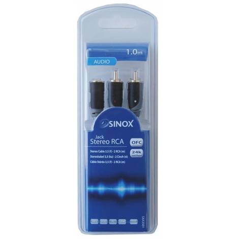 Sinox SXA3501 Audio Cable with 2 RCA Plugs F/M 1 m Silver