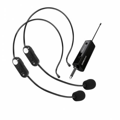 SONICGEAR RECHARGEABLE DUAL HEADSET MICROPHONES WMH 100 UL BLACK