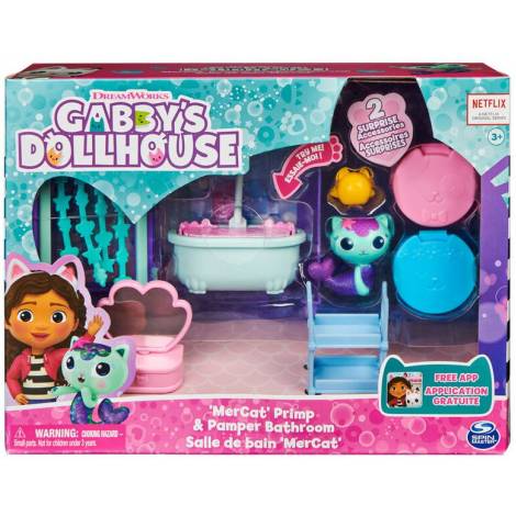 Spin Master Gabbys Dollhouse: MerCat Primp  Pamper Bathroom Deluxe Room Set (6062036)