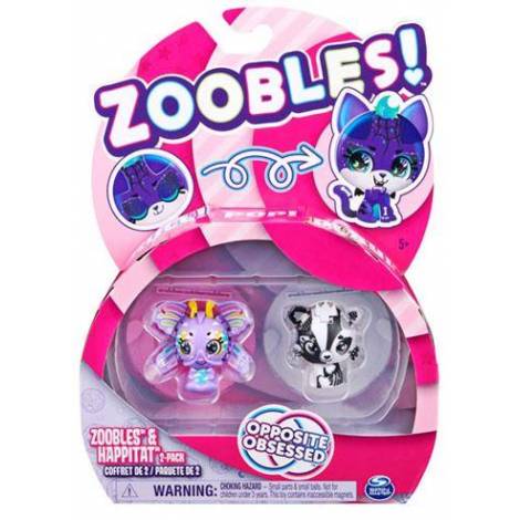 Spin Master Zoobles!: Zoobles  Happitat Opposite Obsessed Butterfly  Black White Fox (2-Pack) (20135095)