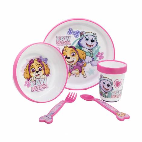 Stor: Paw Patrol -Girl 5 Pcs Non Slip Bicolor Premium Set (Plate Bowl Tumbler 260 Ml  Cutlery) (260ml) (74581)