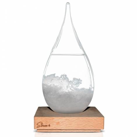 Storm Glass Drop Small – Μικρό Διακοσμητικό Βαρόμετρο σε Σχήμα Σταγόνας με Ξύλινη Βάση (13.5 cm)