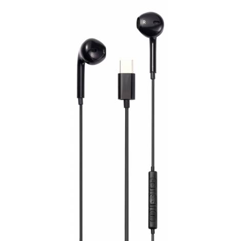 STREETZ Ενσύρματα Ακουστικά Ψείρες Type C Με Πλήκτρα Ελέγχου Και Μικρόφωνο Μαύρα HL-W110