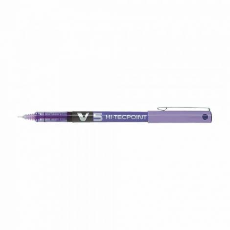 Στυλό Υγρής Μελάνης 0.5mm PILOT V5 HI-TECPOINT Μοβ, σε Κουτί 12τμχ