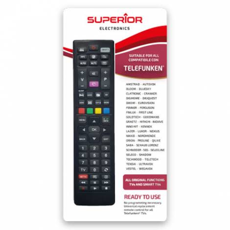 SUPERIOR REPLACEMENT REMOTE CONTROL FOR TELEFUNKEN/VESTEL SMART