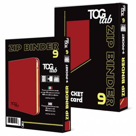 TcgLab 9-Pocket Trading Card Binder/Album With Zipper - Red (468 Slots)