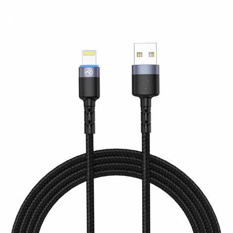 Tellur Data Cable USB To Lightning with LED Light, 2A, 2m, nylon, black
