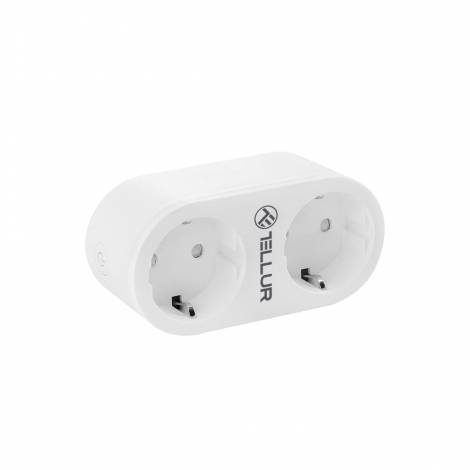 Tellur Smart WiFi AC Dual Plug Διπλή Εξωτερική Πρίζα Ρεύματος WiFi με Ένδειξη ενεργειακής κατανάλωσης σε λευκό χρώμα