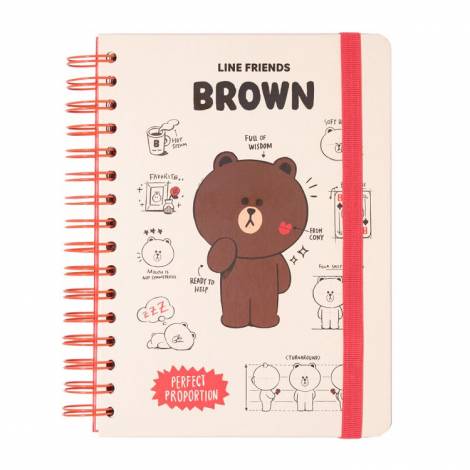 Τετράδιο Σπιράλ με Λάστιχο BT21 LINE FRIENDS 14X20 (Α5) 1 90 Μαύρο Σπιράλ Ματ & Soft touch