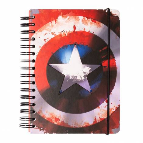 Τετράδιο Σπιράλ με Λάστιχο A5/15X21 MARVEL Captain America 14X20 (Α5) Ματ & Soft touch