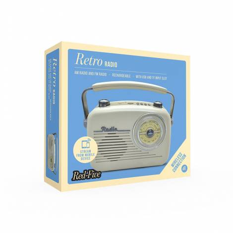 The Source - Επαναφορτιζόμενο Retro ραδιόφωνο με Bluetooth σε κρεμ χρώμα