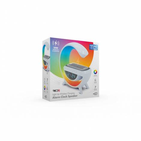 The Source - Light Up Wireless Alarm Clock Speaker - Ασύρματο ηχείο + φορτιστής + ραδιοξυπνητήρι (λευκό)