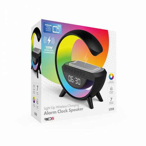 The Source - Light Up Wireless Alarm Clock Speaker - Ασύρματο ηχείο + φορτιστής + ραδιοξυπνητήρι (μαύρο)