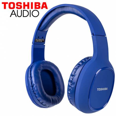 TOSHIBA AUDIO BLUETOOTH SPORT RUBBER COATED STEREO HEADPHONE - BLUE
