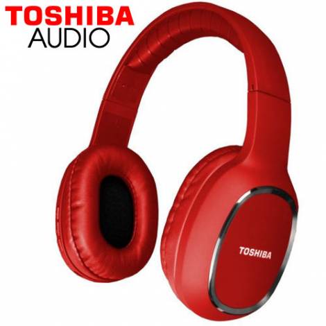 TOSHIBA AUDIO BLUETOOTH SPORT RUBBER COATED STEREO HEADPHONE - RED