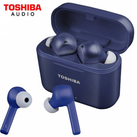 TOSHIBA AUDIO TRUE WIRELESS EARBUDS WITH TOUCH CONTROL & Qi CHARGING BLUE