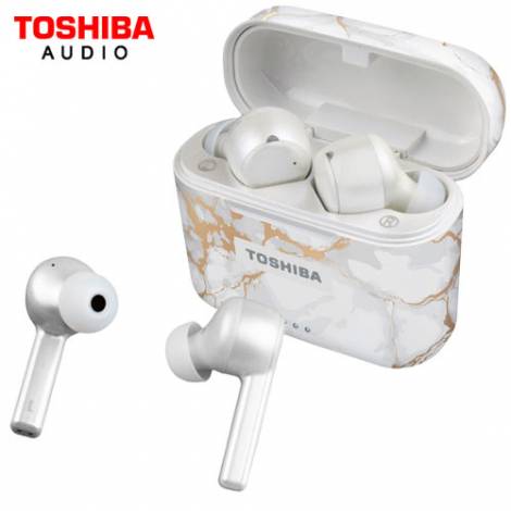 TOSHIBA AUDIO TRUE WIRELESS EARBUDS WITH TOUCH CONTROL & Qi CHARGING MARBLE