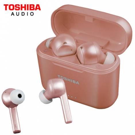 TOSHIBA AUDIO TRUE WIRELESS EARBUDS WITH TOUCH CONTROL & Qi CHARGING ROSE GOLD
