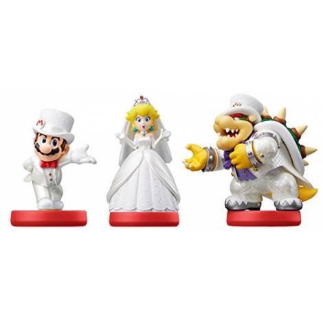 Triple Pack (Mario, Peach and Bowser Wedding Outfits) amiibo - Super Mario Odyssey
