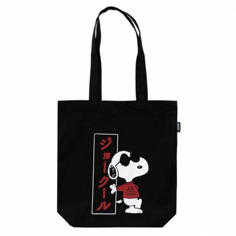 Τσάντα Αγορών Οικολογική SNOOPY 10~14 λίτρα Βαμβάκι Μαύρο Χωρίς κλείσιμο