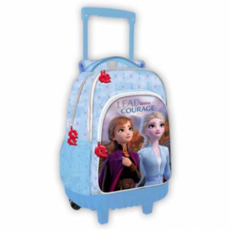 Τσάντα Πλάτης Τρόλεϊ Εφέ 5D με Τσέπη Μεγάλη DISNEY Frozen Lead With Courage 10~14 λίτρα Γαλάζιο