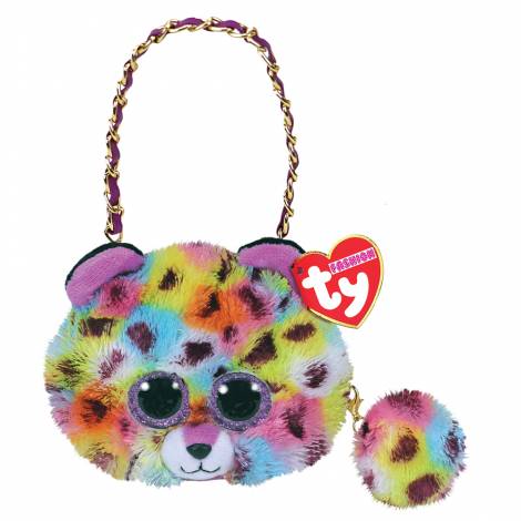 TY Fashion Giselle Χνουδωτό Μίνι Τσαντάκι Λεοπάρδαλη Πολύχρωμη