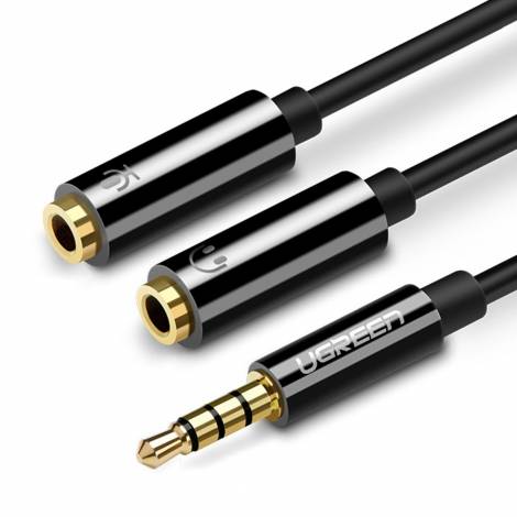 Ugreen Καλώδιο Audio Splitter 3.5mm Αρσενικό σε 3.5 Θηλυκό 20cm Μαύρο 30620