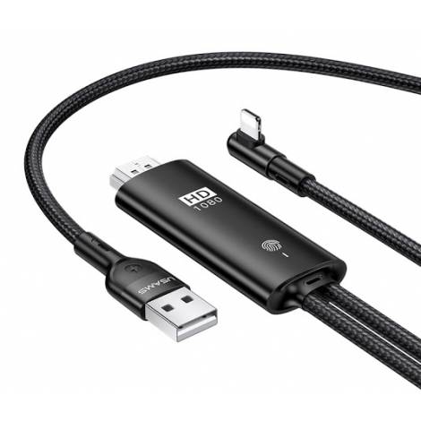 USAMS καλώδιο Lightning σε HDMI U53, με USB τροφοδοσία, 2m, μαύρο