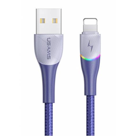 USAMS καλώδιο Lightning σε USB SJ541 με RGB φωτισμό, 2.4A, 1.2m, μπλε