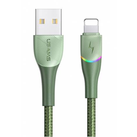 USAMS καλώδιο Lightning σε USB SJ541 με RGB φωτισμό, 2.4A, 1.2m, πράσινο