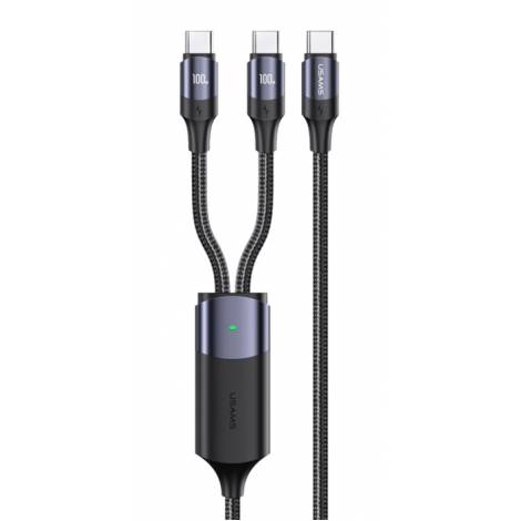 USAMS καλώδιο USB-C σε 2x USB-C US-SJ551, PD 100W, 1.2m, μαύρο  (SJ551USB01)