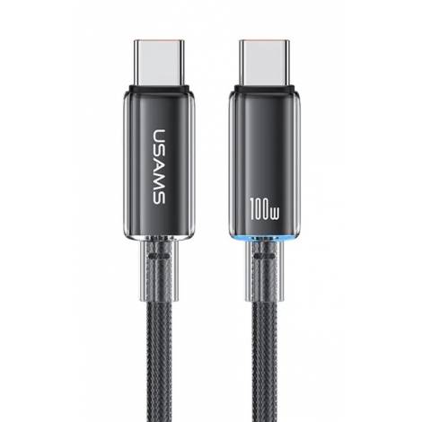 USAMS καλώδιο USB-C σε USB-C US-SJ660, 100W, 480Mbps, 1.2m, μαύρο